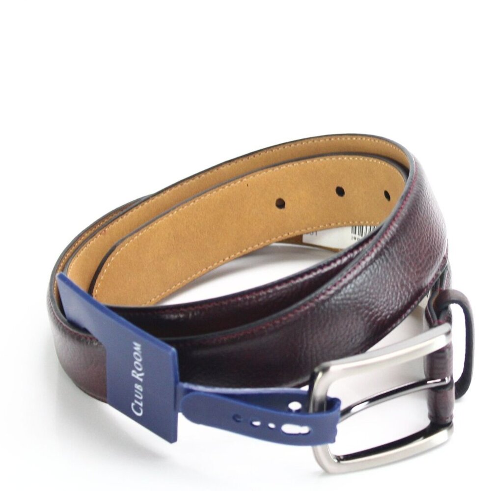 Club Room Men's Textured Casual Belt Red Burgundy  Large New With Tags
